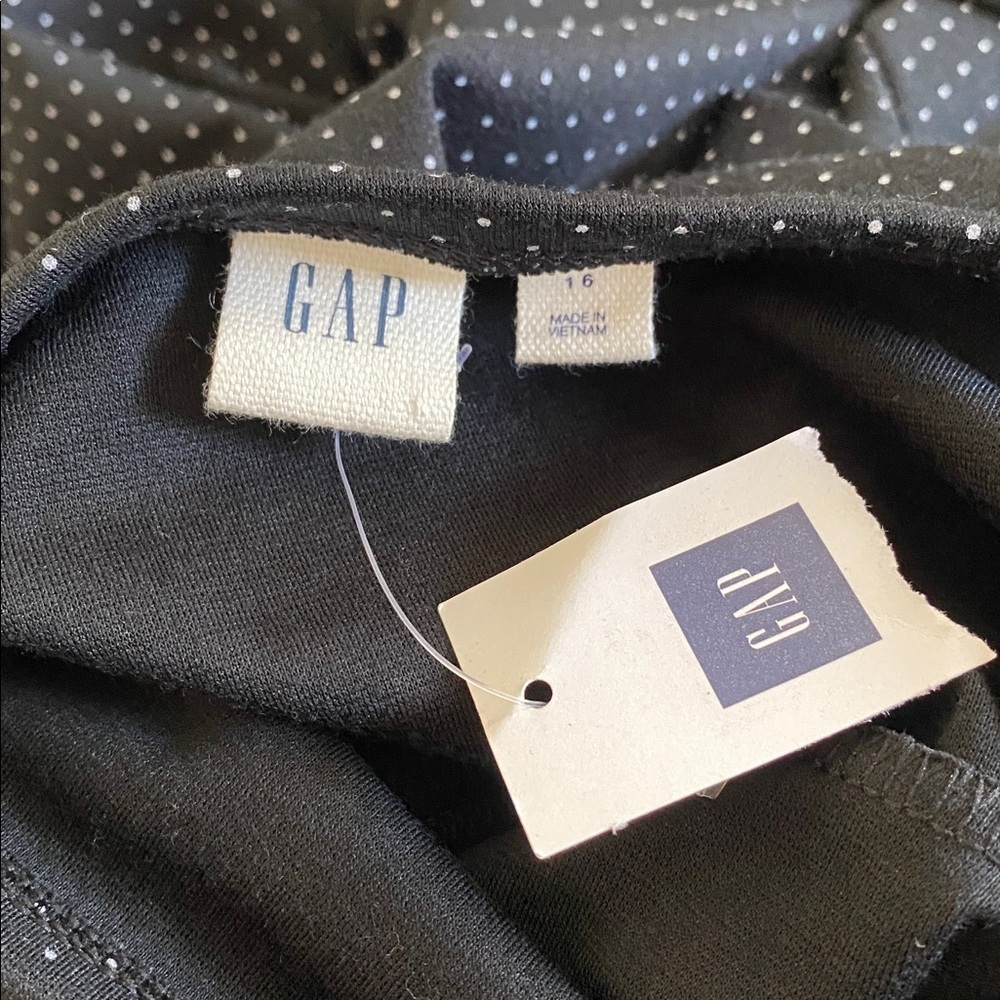 Gap Black Polka Dot Cap-Sleeve Fit and Flare Dress - Picture 5 of 6